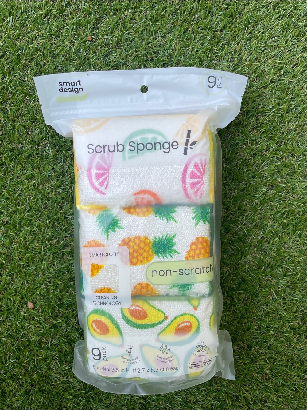 Smart Design Pineapple & Avocado Scrub Sponge Set - White & Yellow